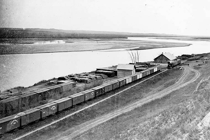 Missouri River terminus of the Northern Pacific near Bismarck, Dakota territory, 1879. 