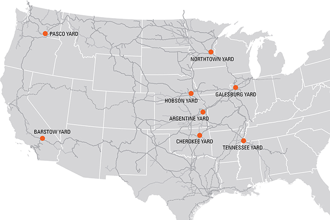 BNSF has eight hump yards on its 32,500-mail rail network.