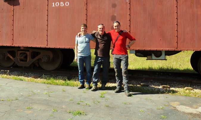 Three friends traveled from France to capture BNSF trains in the West. From left: Delff, Pierre and Remi. 