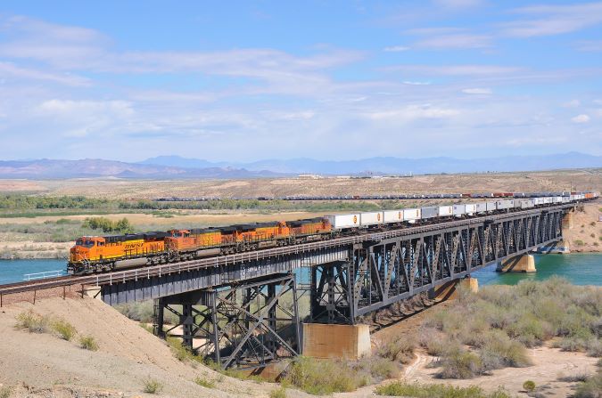 The railroad bridge along the California-Arizona border over the Colorado River. 