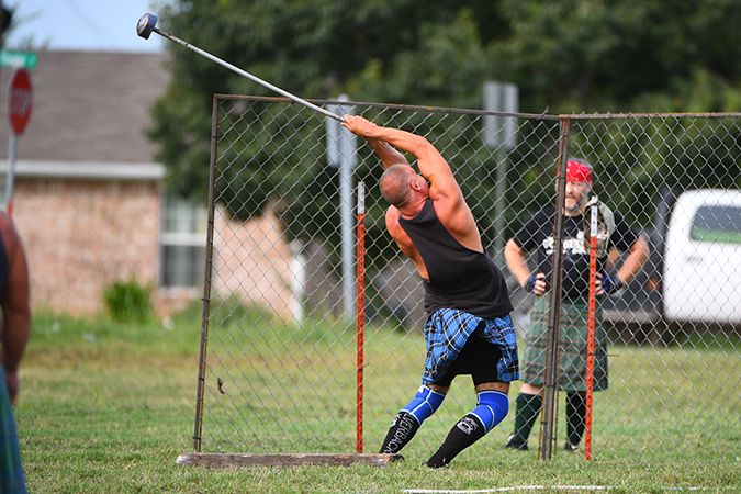 Tedd competes in the Scottish hammer throw, similar to the Olympic hammer.