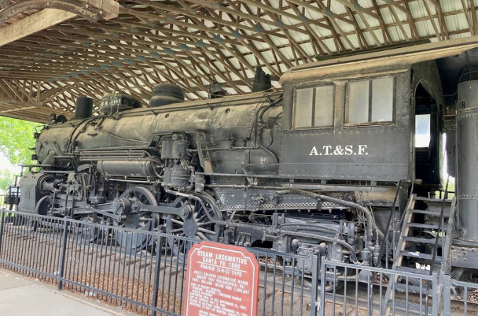 Historic steam locomotive ATSF 1880, dedicated to the City of Newton on Aug. 21, 1956.