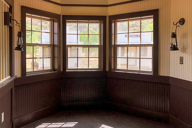 The bay window where the functioning telegraph will sit along with a semaphore, hand cranked telephones and signals.